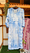 Feria Premium Silk Chikankari Tye Dye Long Kurta by LVW Fashions, handmade Lucknow Chikankari in vibrant Tye Dye design.