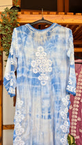 Feria Premium Silk Chikankari Tye Dye Long Kurta by LVW Fashions, handmade Lucknow Chikankari in vibrant Tye Dye pattern.