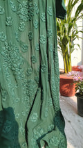 Feriha premium georgette long kurta with intricate Lucknow chikankari embroidery in a beautiful shade, handmade by LVW Fashions.