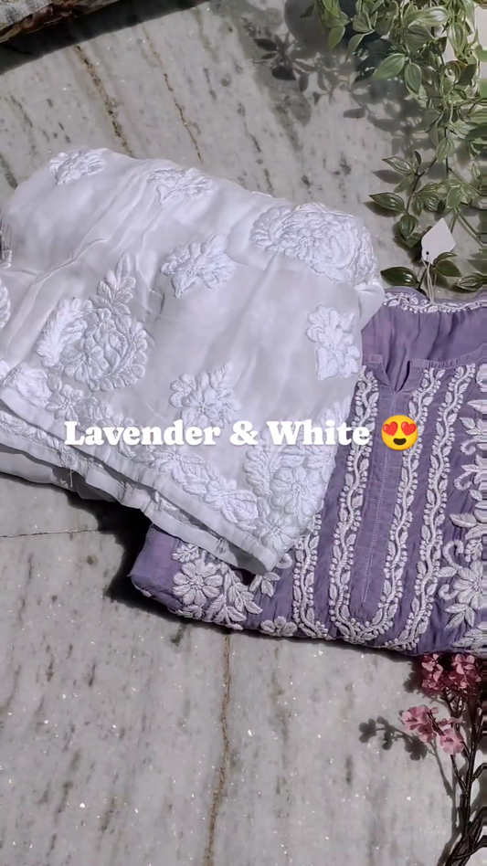 Feriha premium silk chikankari kurta by LVW Fashions featuring intricate handmade Lucknow chikankari embroidery.