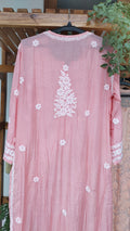 Feriha premium silk long kurti with luxurious look and intricate Lucknow chikankari embroidery by LVW Fashions.