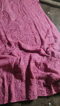 Five Roses premium georgette luxurious chikankari kurta by LVW Fashions, handmade Lucknow chikankari with intricate embroidery.