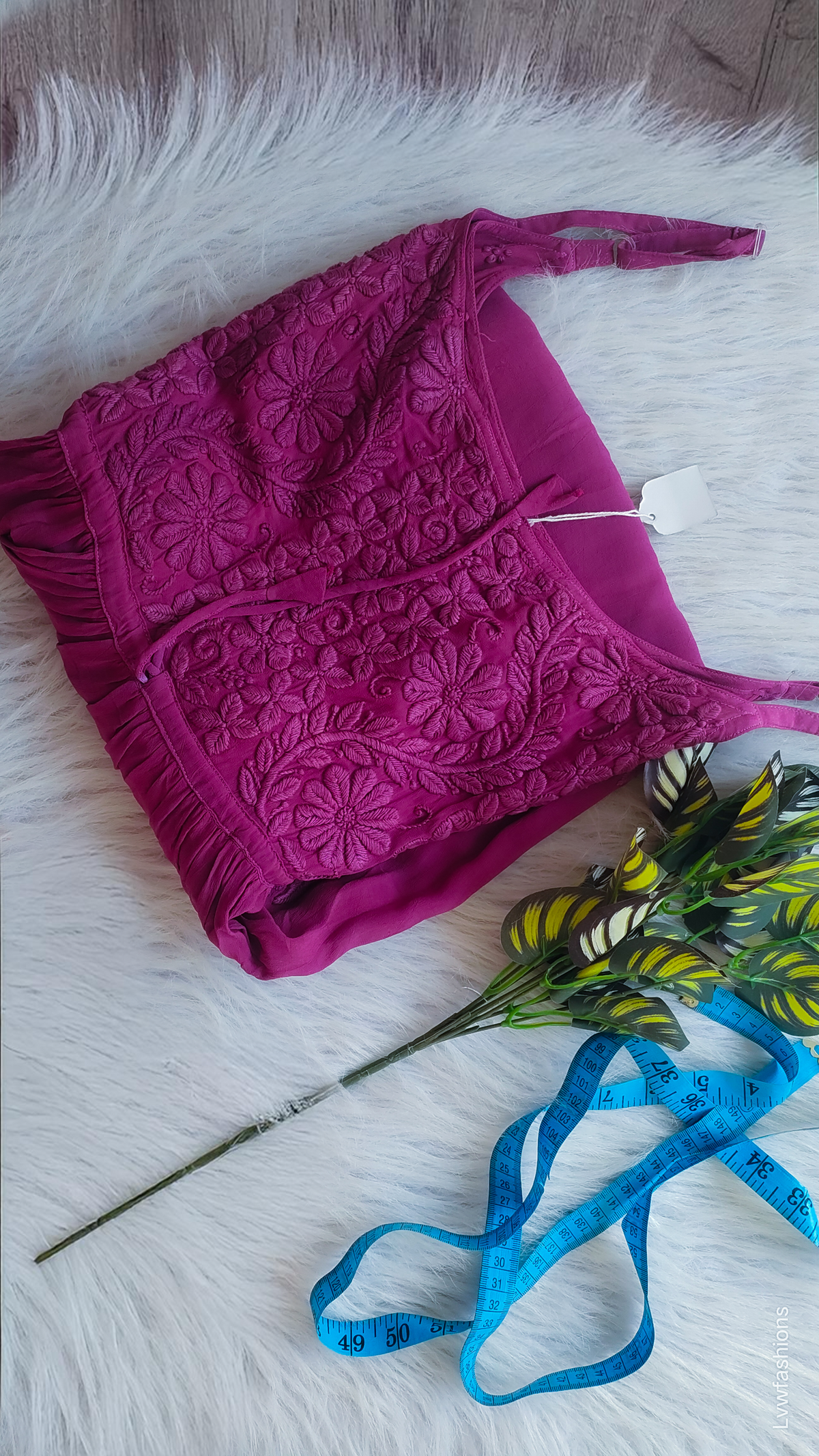 French Plum Tulip French Plum Tulip Premium Georgette Tunic with pure Chikankari embroidery from LVW Fashions.