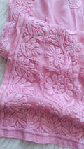Gold rose premium mul silk chikankari kurta by LVW Fashions, featuring intricate handmade Lucknow chikankari embroidery.