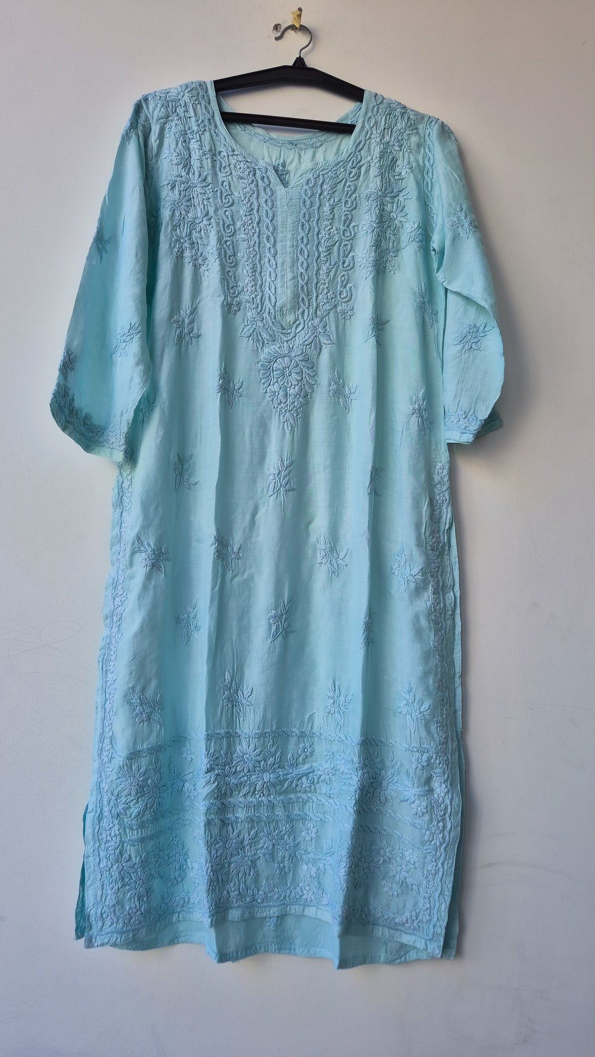 Gulab Premium Soft Modal Cotton Chikankari Kurta Set by LVW Fashions featuring intricate handmade Lucknow Chikankari embroidery.