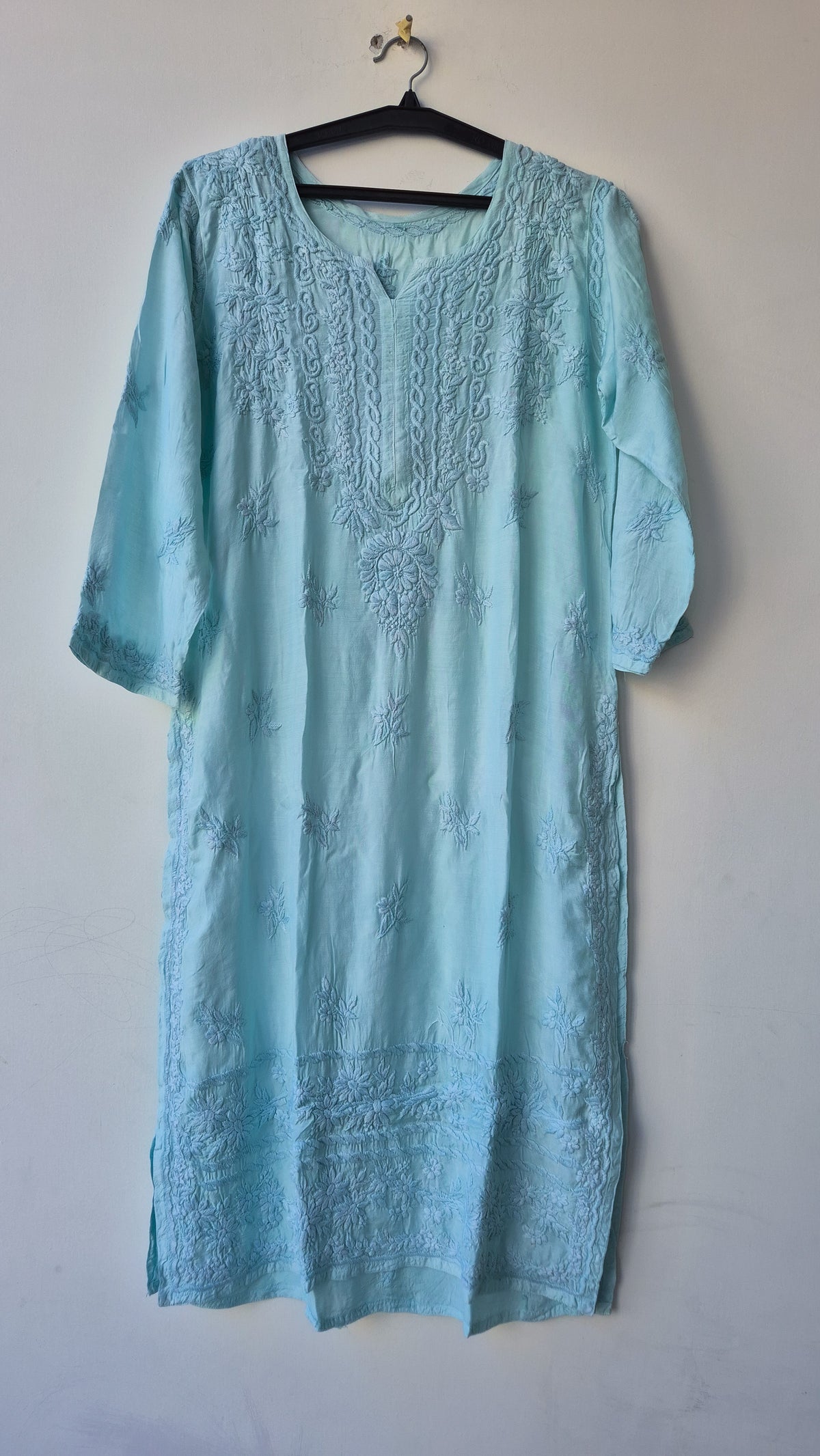Gulab premium soft modal cotton chikankari kurta set by LVW Fashions, handmade Lucknow chikankari with intricate embroidery.