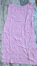 Gulabi pink chikankari tunic set with floral embroidery and mukaish detailing, handmade by LVW Fashions in Lucknow.
