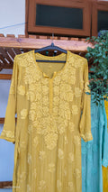 Hania premium silk chikankari kurta by LVW Fashions with intricate Lucknow embroidery, featuring a Daman design and luxurious look.