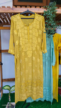 Hania Premium Silk Chikankari Kurta by LVW Fashions featuring intricate Lucknow-style embroidery and a Daman design.