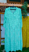 Hania premium silk chikankari kurta by LVW Fashions, handcrafted Lucknow chikankari with intricate embroidery and a luxurious look.