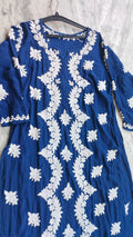 Handcrafted pure silk Chikankari Kurti set for women featuring heavy embroidery, traditional Lucknow Chikankari by LVW Fashions.