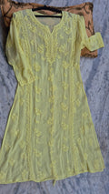 Heer Premium Georgette Chikankari long straight kurti by LVW Fashions, featuring intricate handmade Lucknow chikankari design.