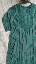 Heer Premium Soft Silk Chikankari Long Kurta by LVW Fashions featuring intricate Lucknow Chikankari hand embroidery.