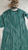 Heer Premium soft silk Chikankari long kurta by LVW Fashions, handcrafted Lucknow Chikankari with intricate embroidery.