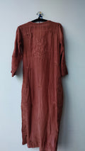 Hershey Kiss Premium Silk Chikankari full set by LVW Fashions featuring handcrafted Lucknow Chikankari kurta with silk bottom detail.