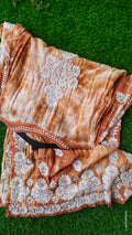 Hershey Kiss Premium Soft Silk Chikankari Long Kurta in Tye Dye Shade, handmade by LVW Fashions, featuring intricate Lucknow Chikankari.