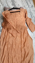 Honey Bee Premium Silk Modal Chikankari Kurta Set by LVW Fashions, handcrafted Lucknow Chikankari with intricate embroidery.