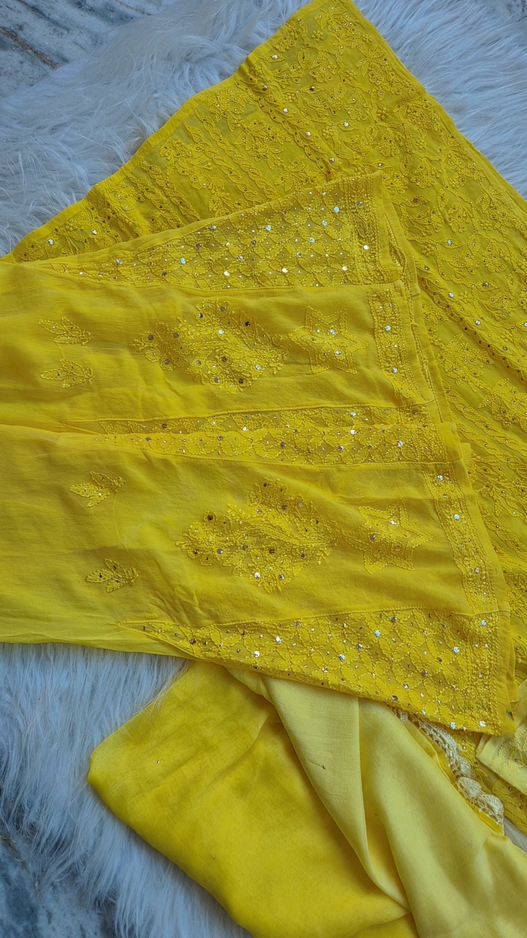 LVW Fashions Hoor Ombre Premium Georgette Chikankari Kurta set with Kamdani embroidery, handmade Lucknow Chikankari, luxurious and elegant.