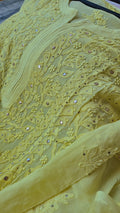 LVW Fashions Hoor Ombre Premium Georgette Chikankari Kurta with Kamdani add-on, handcrafted Lucknow Chikankari design.