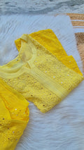 LVW Fashions Hoor Ombre Premium Georgette Chikankari Kurta with Kamdani add-on, handmade Lucknow Chikankari luxurious set.
