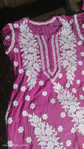 Beautiful silk long Chikankari kurta by LVW Fashions featuring intricate Lucknow embroidery, handmade with elegant craftsmanship.