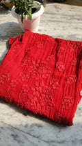 Handmade Laal Ishq premium georgette long Chikankari kurta by LVW Fashions featuring intricate Lucknow Chikankari embroidery.
