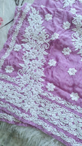 Lavender Love Premium Silk Chikankari Long Kurti by LVW Fashions, handmade Lucknow chikankari embroidery on elegant long kurti.