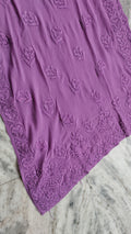Lavender premium georgette long kurti with intricate handcrafted Chikankari embroidery by LVW Fashions.