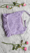 Lavender premium georgette tulip tunic with adjustable straps, handmade chikankari kurta by LVW Fashions, crafted in Lucknow.