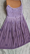 Lavender premium georgette tulip tunic with adjustable straps by LVW Fashions, handmade Lucknow chikankari kurta.
