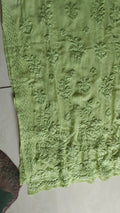 Luxurious pure handcrafted Georgette puffed Chikankari long kurta by LVW Fashions, featuring intricate Lucknow embroidery.