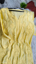 Luxurious long Lotus Silk Kurta by LVW Fashions featuring intricate handmade Lucknow Chikankari embroidery.
