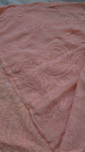 Peach Loveable Sharara Kurti set with premium georgette fabric and intricate Lucknow chikankari embroidery by LVW Fashions.