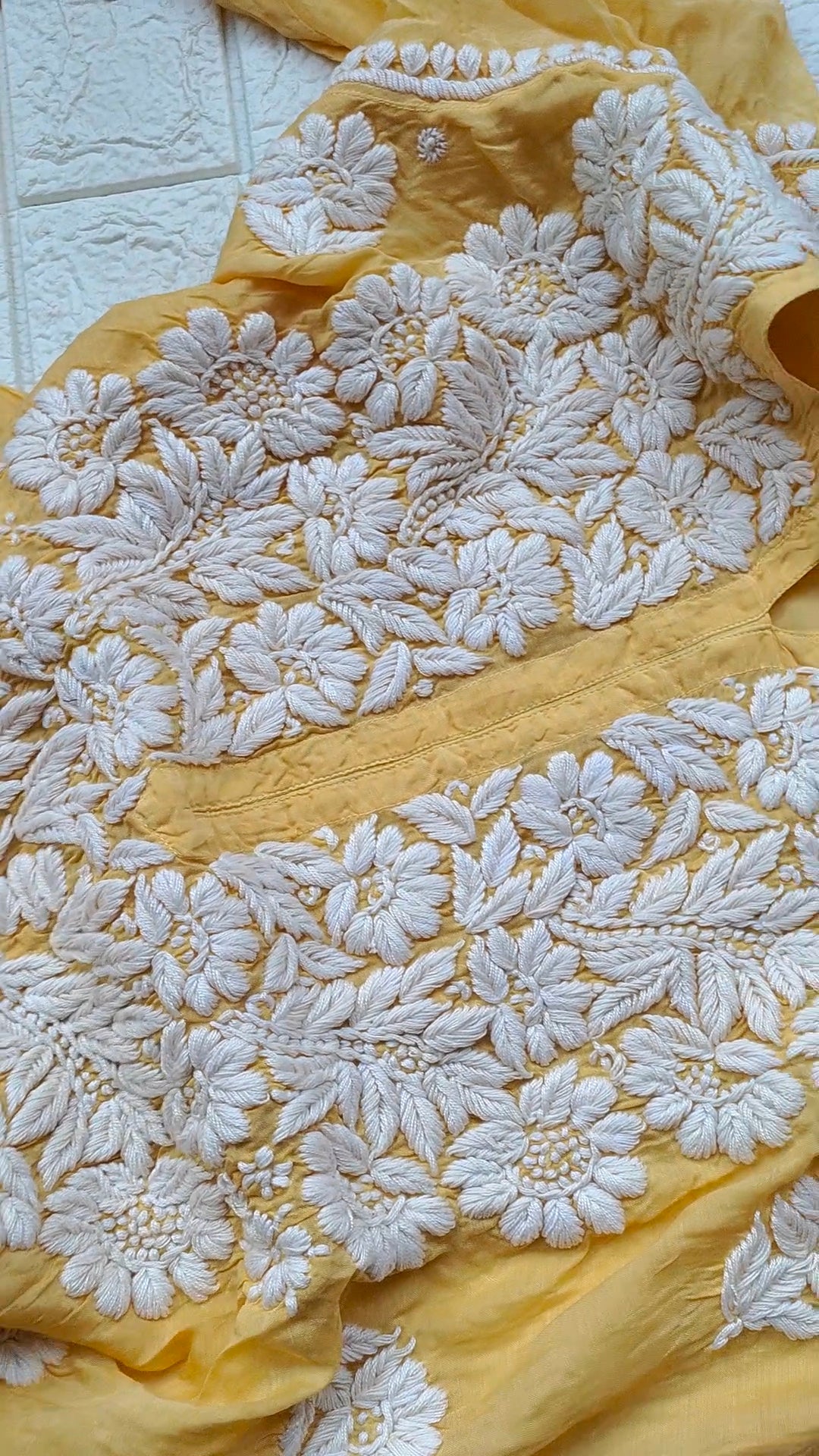 Mahi Pure Handmade Chikankari Long Kurta by LVW Fashions with intricate back embroidery, traditional Lucknow Chikankari craftsmanship.