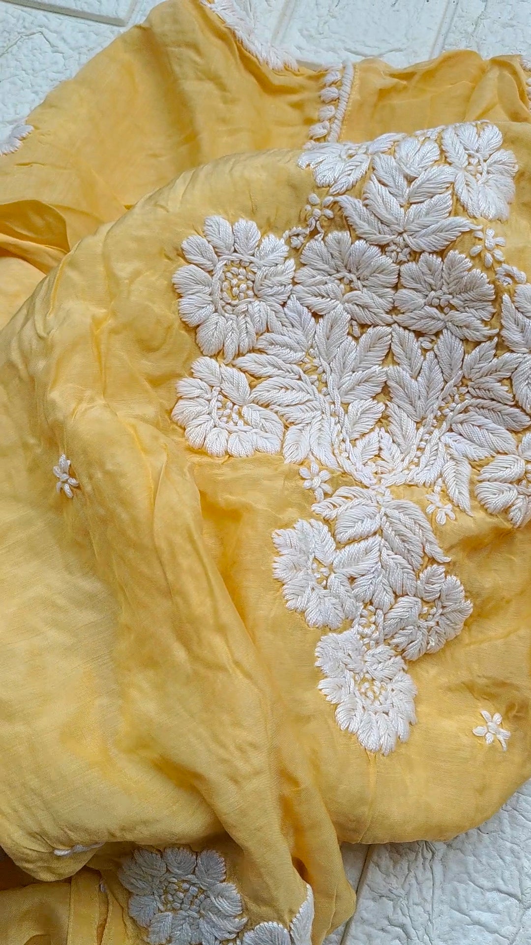 Handmade Mahi Pure Chikankari long kurta with intricate back embroidery, crafted by LVW Fashions in traditional Lucknow Chikankari style.