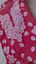 Luxurious Mahi Tyrian Pink silk Chikankari Kurta by LVW Fashions, featuring intricate handmade Lucknow embroidery.