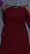 Maroon LVW Fashions premium modal soft chikankari long kurta with intricate handmade Lucknow chikankari embroidery.