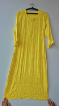 LVW Fashions Misty Moss long Kurti with handcrafted cotton silk Chikankari embroidery for women, luxurious and elegant.