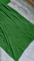 Mughal Green soft modal cotton Kurta with intricate handmade Lucknow Chikankari embroidery, long style from LVW Fashions.