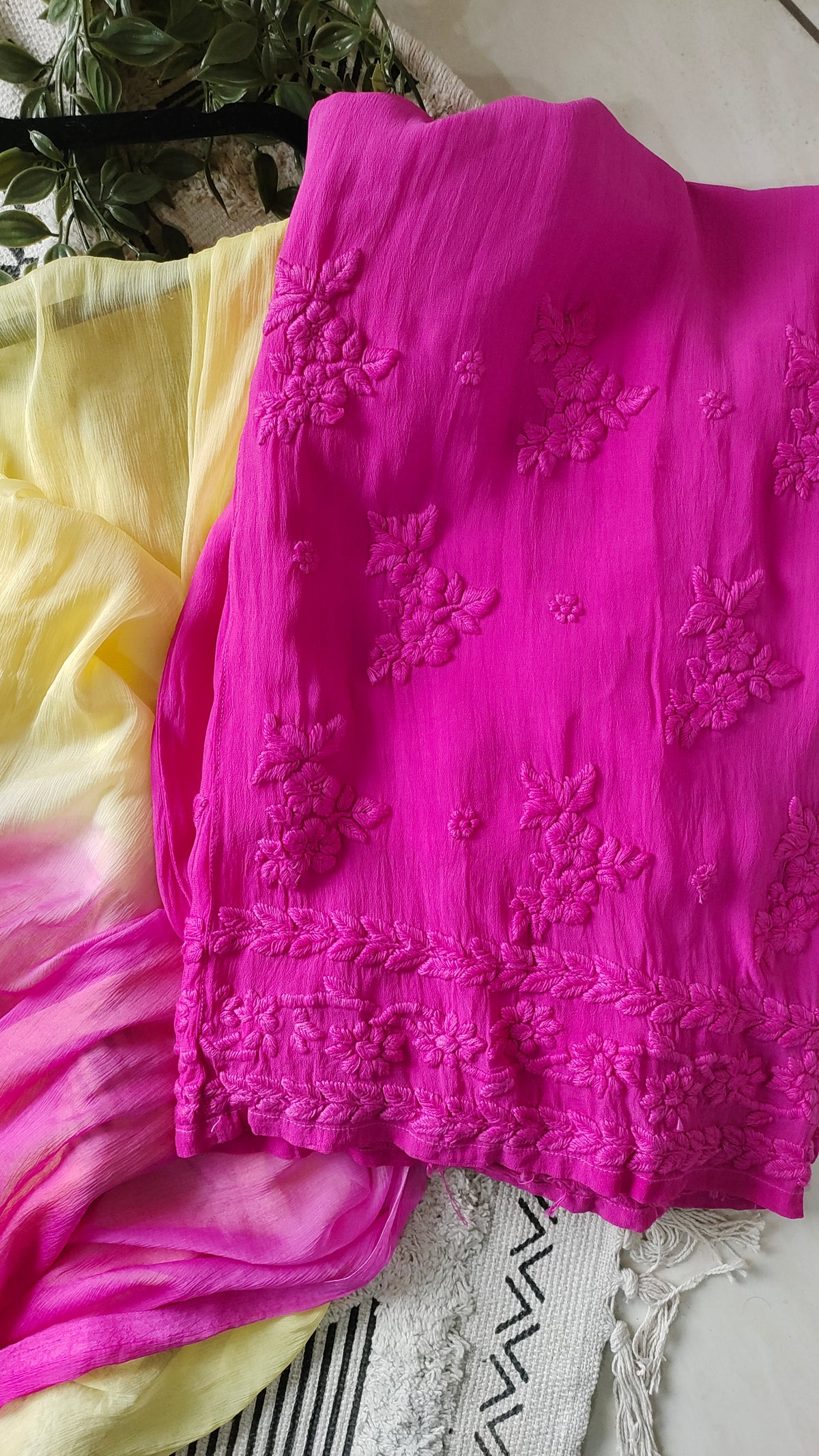 Luxurious LVW Fashions Murri motifs premium georgette Chikankari long kurta with heavy embroidery and lightweight design.