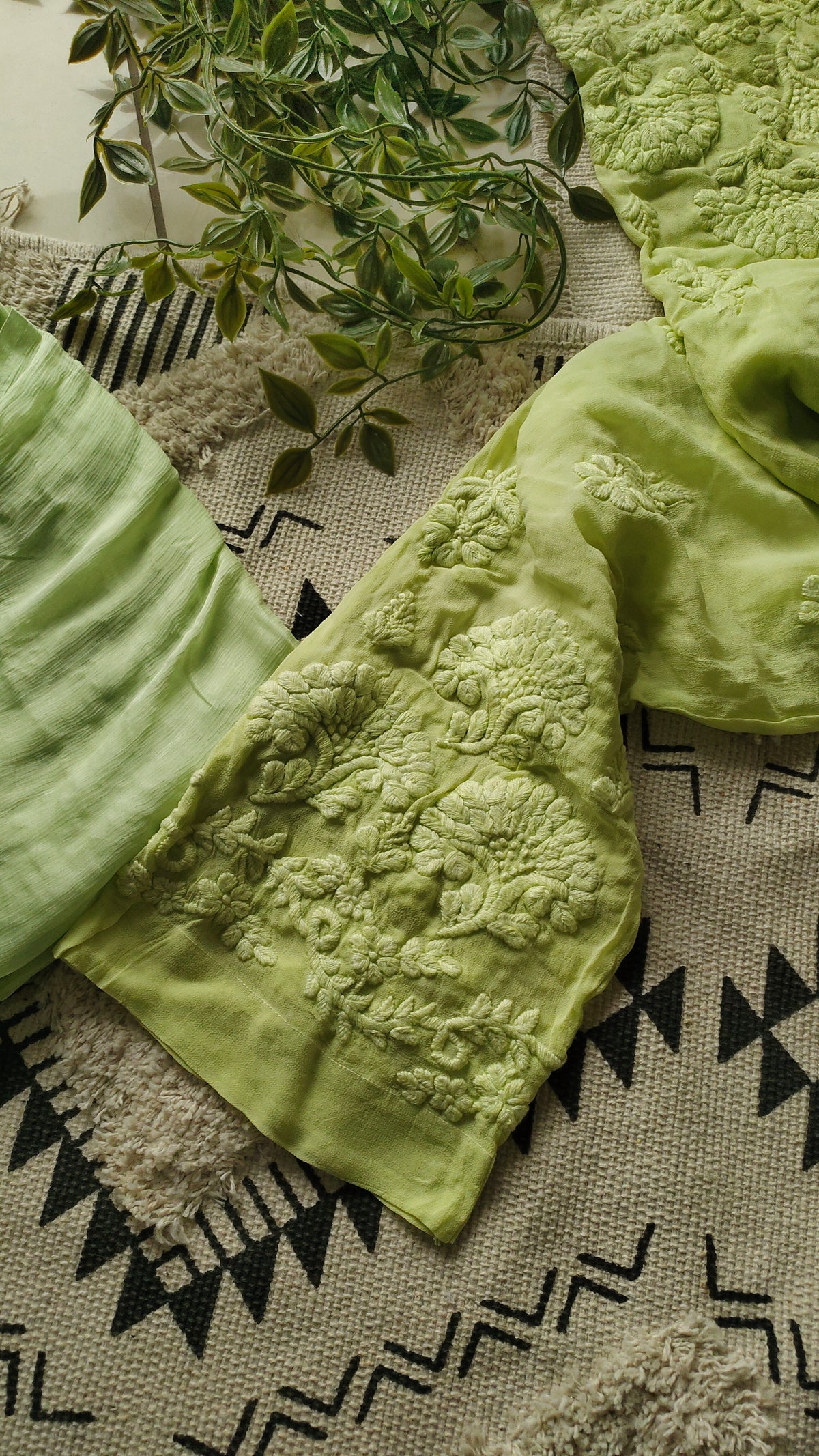 Mustaan Premium Georgette Chikankari long kurta by LVW Fashions with heavy embroidery and lightweight luxurious fabric.