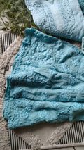 Sky blue Mustaan premium Georgette long Chikankari kurta with heavy embroidery and lightweight design by LVW Fashions.