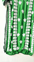 Neon premium silk long kurti with intricate Lucknow chikankari embroidery by LVW Fashions, handmade traditional Indian kurta.