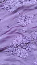 Noorani Lavender premium silk Chikankari kurta by LVW Fashions, handmade Lucknow Chikankari with intricate embroidery.