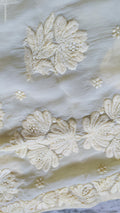 Pastel yellow silk Kurta with intricate Lucknow chikankari embroidery by LVW Fashions, handmade luxurious Chikankari Kurta.