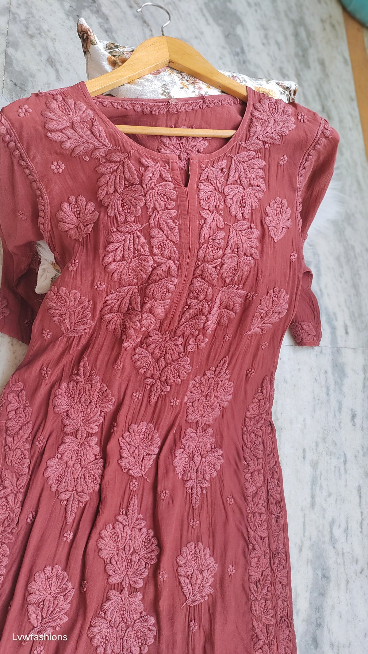 Luxurious Noorani Premium Silk Chikankari Kurta by LVW Fashions with intricate Lucknow embroidery and elegant hand-crafted design.
