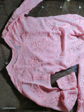 Lightweight Powder Pink Georgette Kurta with intricate Chikankari embroidery, handcrafted by LVW Fashions from Lucknow.