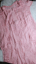 Lightweight Powder Pink Georgette Chikankari Kurta by LVW Fashions, handmade Lucknow Chikankari, perfect for elegant traditional wear.