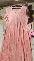 Handcrafted Noori Full Jaal Pearl Cutdana Chikankari embroidery long kurta by LVW Fashions, featuring luxurious traditional Lucknow craftsmanship.