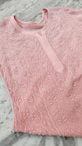 Luxurious Noori Full Jaal Pearl Cutdana Chikankari Embroidered Long Kurta by LVW Fashions, handcrafted with intricate Lucknow chikankari.